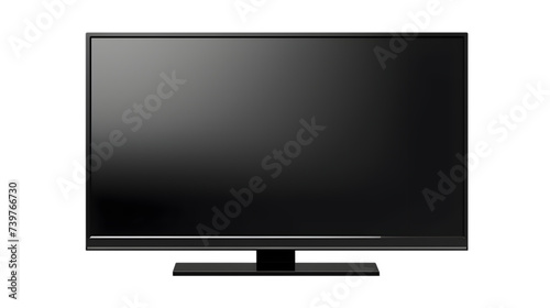 Modern large black TV, png file of isolated cutout object with shadow on white or transparent background