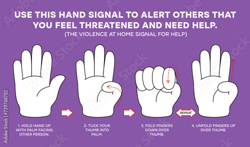 International signal for help. Single-handed gesture that can be used by an individual to alert others that you feel threatened and need help. Violence at Home Signal for Help