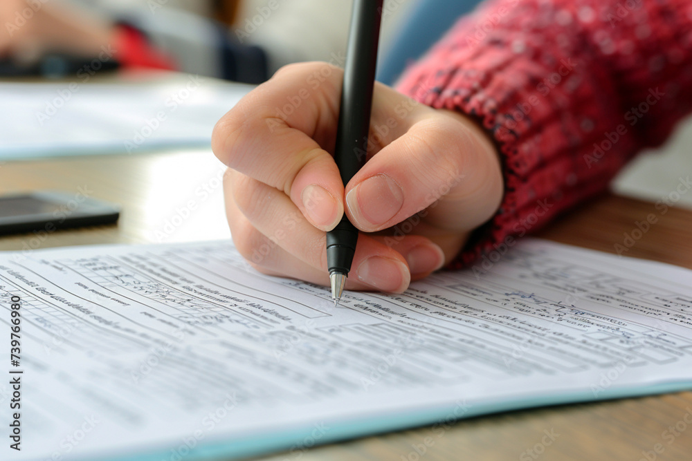 Student Taking Notes in Classroom Setting. Close-up of a student's hand writing detailed notes during a focused classroom lecture session. Student Taking Notes in Classroom Setting. Close-up of a student's hand writing detailed notes during a focused classroom lecture session.