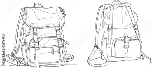Single one line drawing of backpack for kindergarten student.