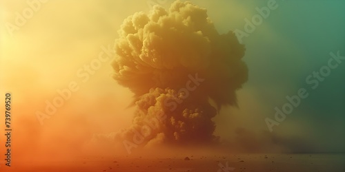 Mushroom Cloud: A Dramatic Scene of a Powerful Nuclear Explosion. Concept Nuclear Explosion, Destruction, Impending Disaster, Apocalyptic Scene