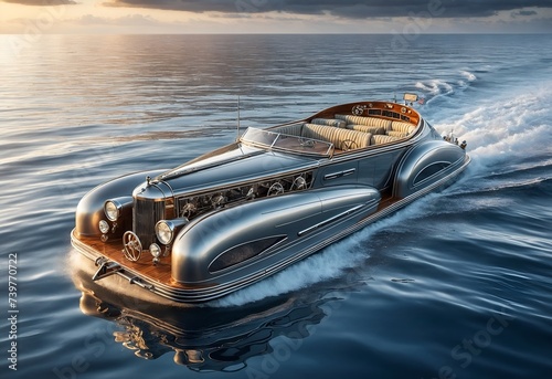 a yacht designed to look like a classic vintage car