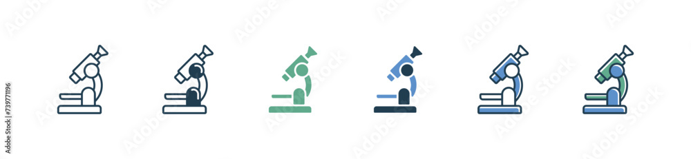 microscope icon set microbiology laboratory science equipment vector illustration for web and app - obrazy, fototapety, plakaty 