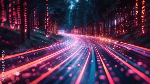 Blurry Image of Road in Forest