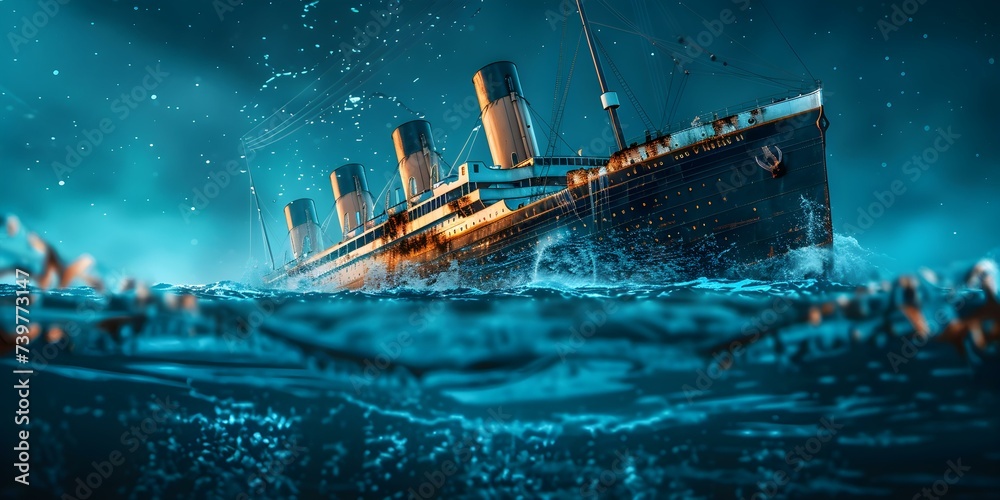 Iconic image of the tragic sinking of the RMS Titanic. Concept History, Tragedy, Maritime, Iconic Image - obrazy, fototapety, plakaty 