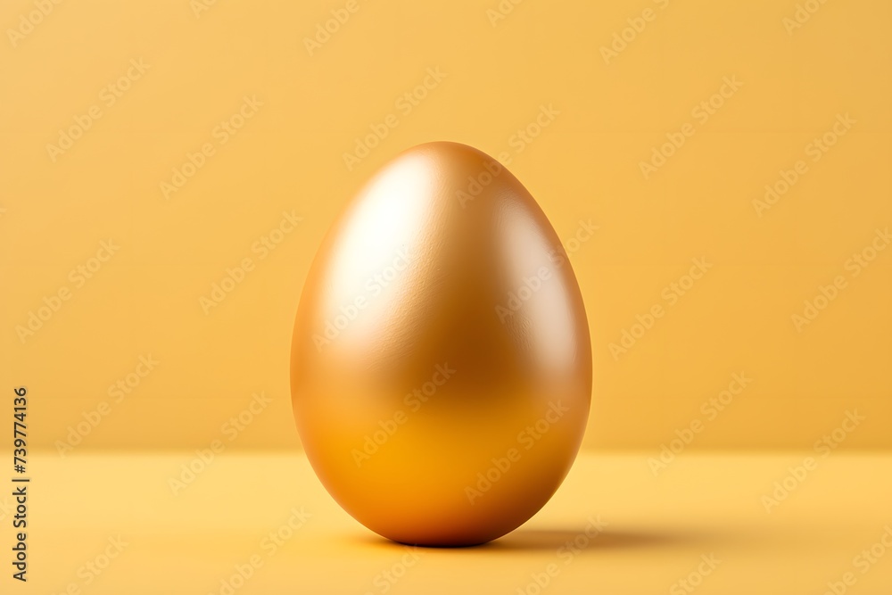 Golden Easter Egg on Yellow Background Golden Easter Egg on Yellow Background