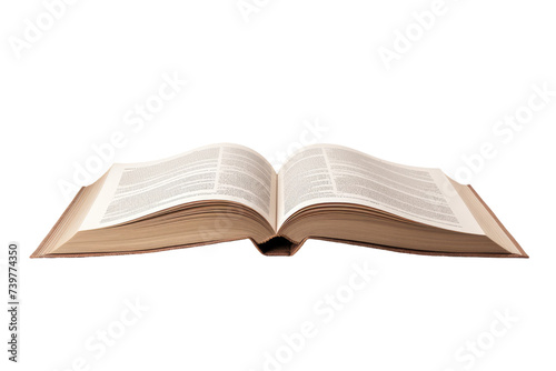 This photograph depicts an open book. on a White or Clear Surface PNG Transparent Background.