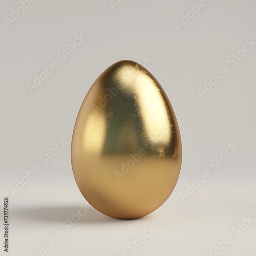 Minimalist 3D Golden Easter Egg on a Grey Background for a Modern Holiday Celebration