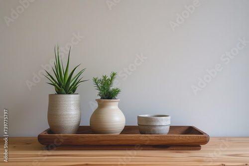 plant on the wooden table