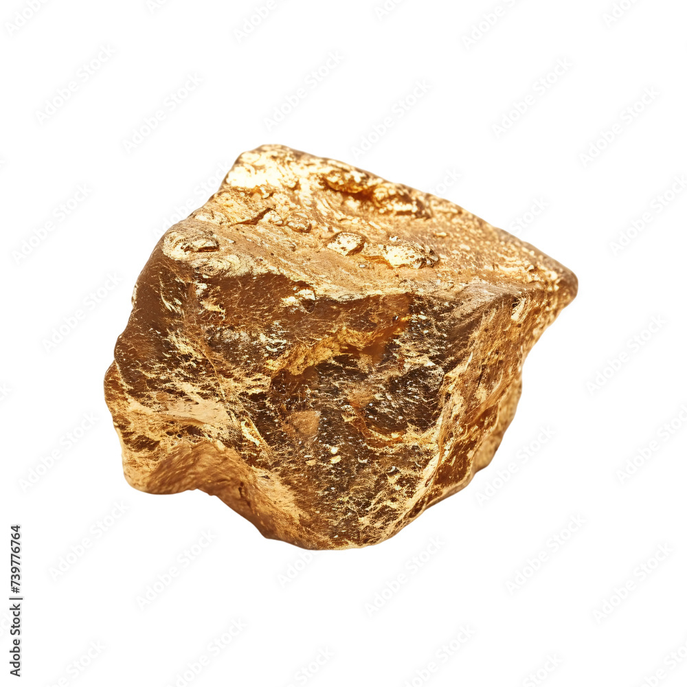 Raw gold ore piece on an isolated background