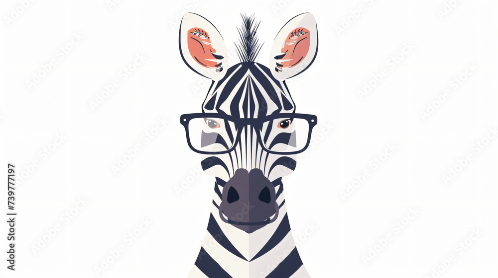 Zebra wearing glasses clipart