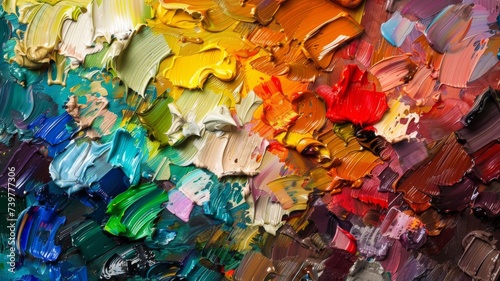 Textured Paint Palette - Thick layers of colorful paint applied with palette knife technique