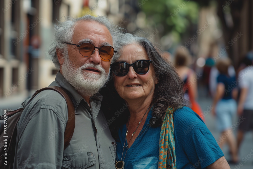 Senior tourist couple in Barcelona Senior tourist couple in Barcelona