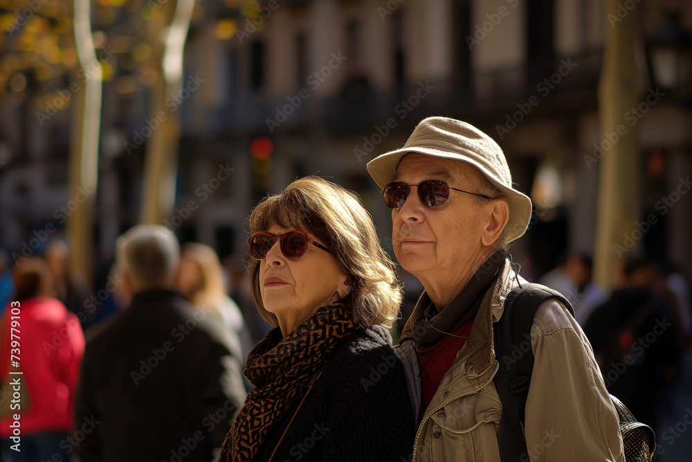 Senior tourist couple in Barcelona Senior tourist couple in Barcelona
