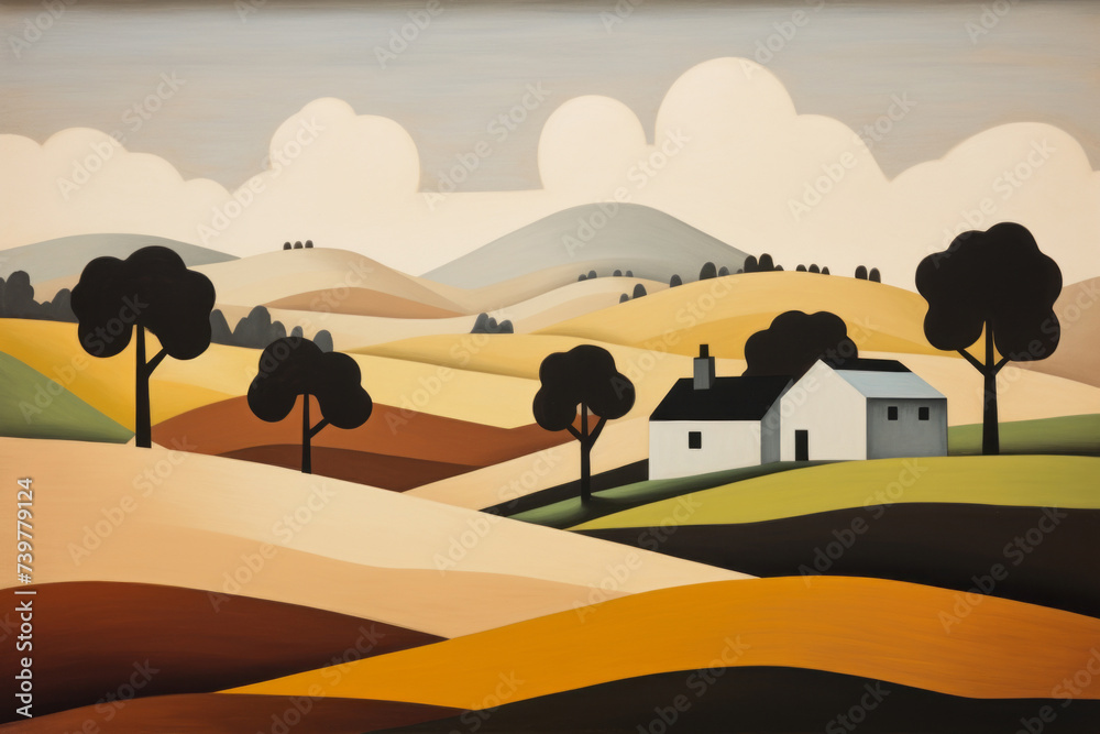 Secluded house against the backdrop of the autumn landscape Secluded house against the backdrop of the autumn landscape