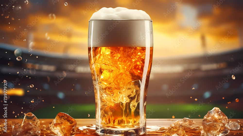 Fresh cold beer in glass, International Beer Day - obrazy, fototapety, plakaty 