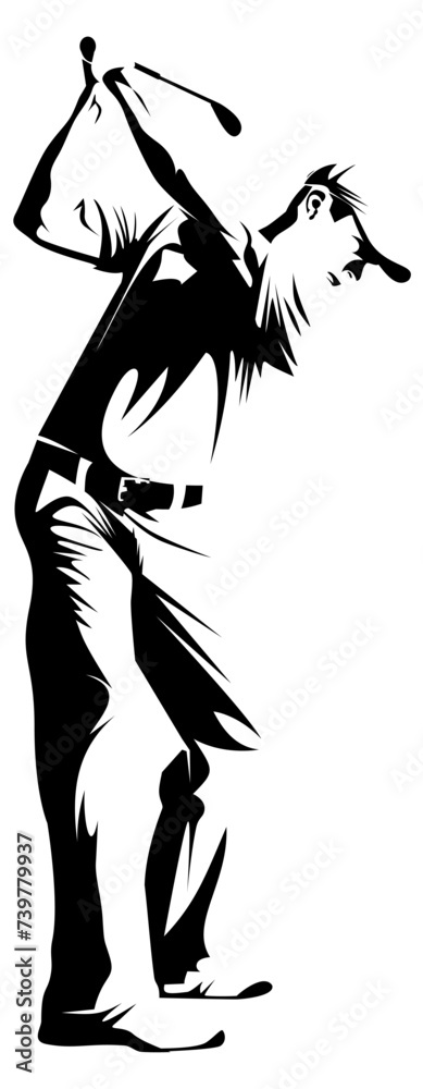 golf player black and white illustration vector golf player black and white illustration vector