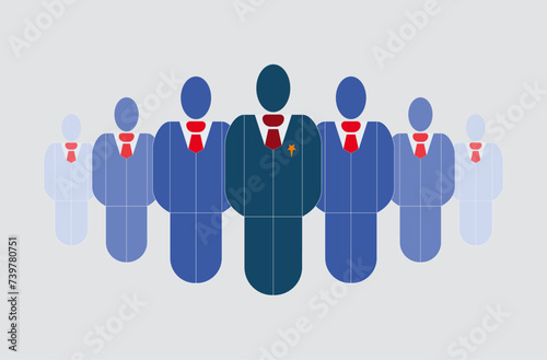 Leader,team Icon, people on white background,Group of business men,team of executives,businessman team leader boss stand out business people group individual leadership concept male,horizontal,falt
