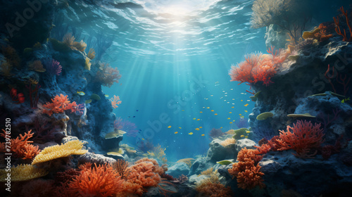 An underwater scene of a coral reef © Cybonix