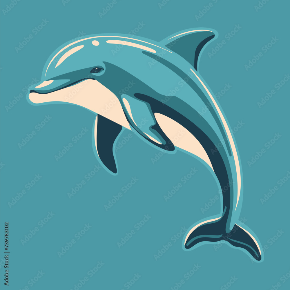 Fototapeta premium Flat modern logo Dolphin vector icon illustration