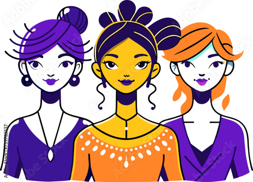 Three beautiful young women of different ethnicities