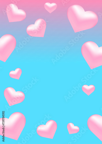 Pink hearts on a blue background