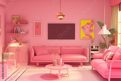 3d Pink Family room  photo