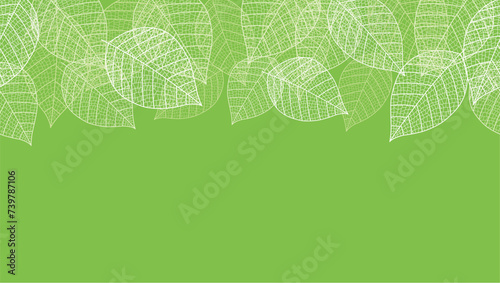 Seamless Vector Background Illustration With Leaf Veins Silhouette Pattern And Text Space. Horizontally Repeatable. 