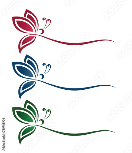 The set symbols of a stylized butterflys.