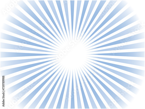 うっすらカラフルに輝く太陽光線イメージの集中線背景素材_ブルー