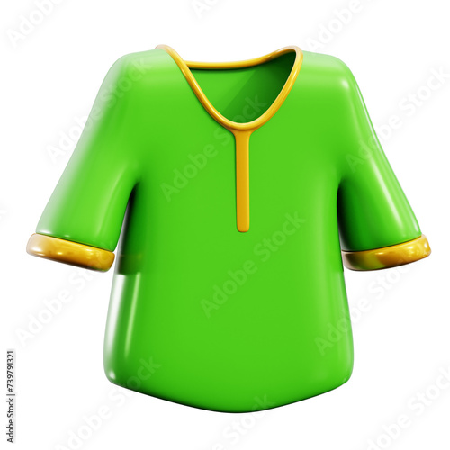 new islmaic shirt muslim fashion for ramadan eid celebration day 3d icon illustration render design photo