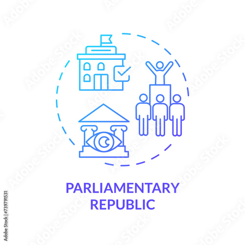 Parliamentary republic blue gradient concept icon. Federal government policy. Political parties, senate lawmakers. Round shape line illustration. Abstract idea. Graphic design. Easy to use
