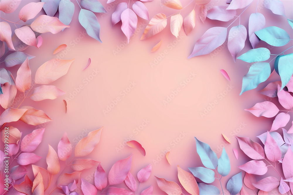 spring background with leaves frame