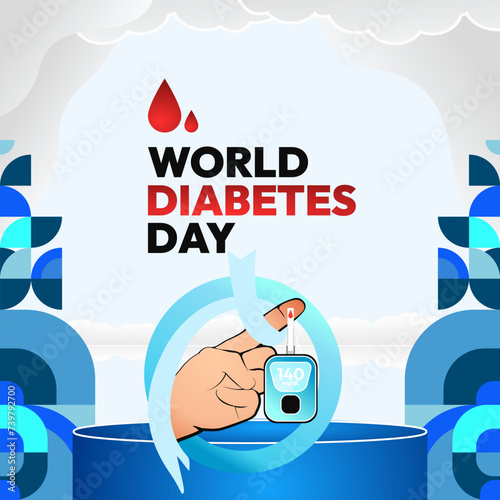 World Diabetes Day banner for awareness and concern. Geometric banner for International Diabetes Day.
