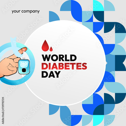 World Diabetes Day banner for awareness and concern. Geometric banner for International Diabetes Day.