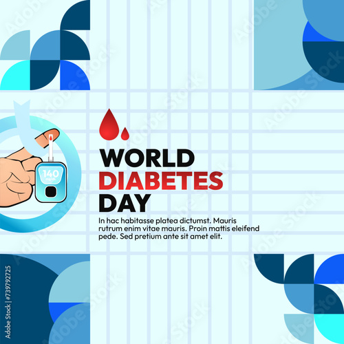 World Diabetes Day banner for awareness and concern. Geometric banner for International Diabetes Day.