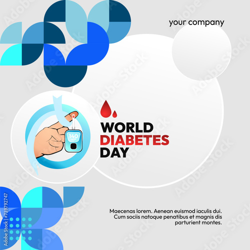 World Diabetes Day banner for awareness and concern. Geometric banner for International Diabetes Day.