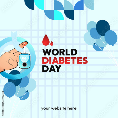 World Diabetes Day banner for awareness and concern. Geometric banner for International Diabetes Day.