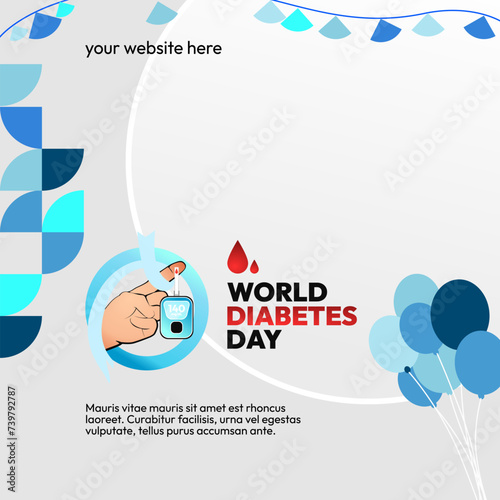 World Diabetes Day banner for awareness and concern. Geometric banner for International Diabetes Day.