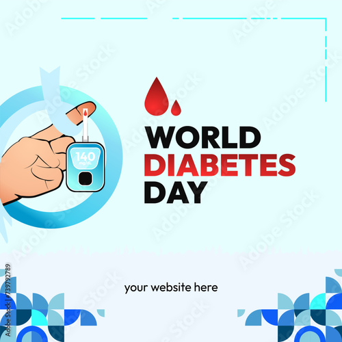 World Diabetes Day banner for awareness and concern. Geometric banner for International Diabetes Day.