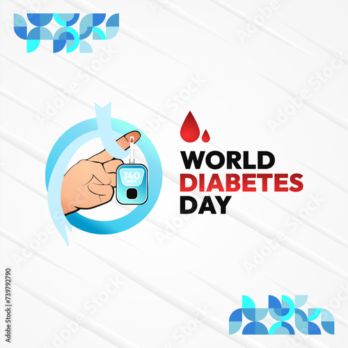 World Diabetes Day banner for awareness and concern. Geometric banner for International Diabetes Day.