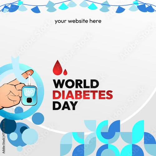 World Diabetes Day banner for awareness and concern. Geometric banner for International Diabetes Day.