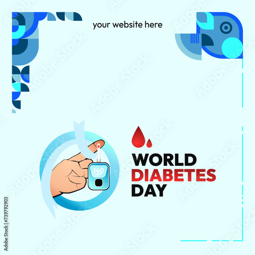 World Diabetes Day banner for awareness and concern. Geometric banner for International Diabetes Day.