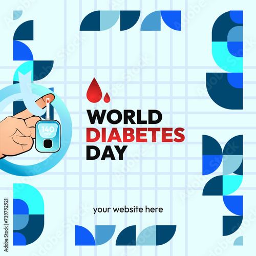 World Diabetes Day banner for awareness and concern. Geometric banner for International Diabetes Day.