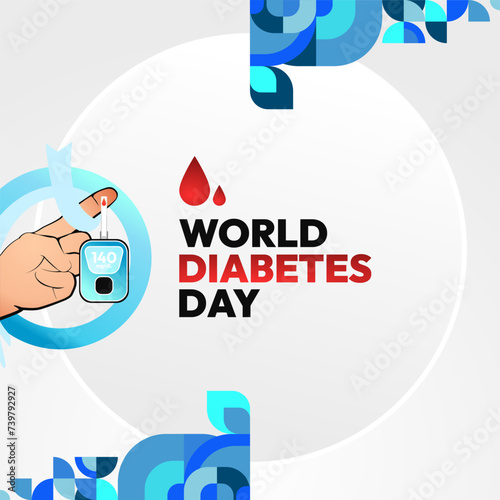 World Diabetes Day banner for awareness and concern. Geometric banner for International Diabetes Day.