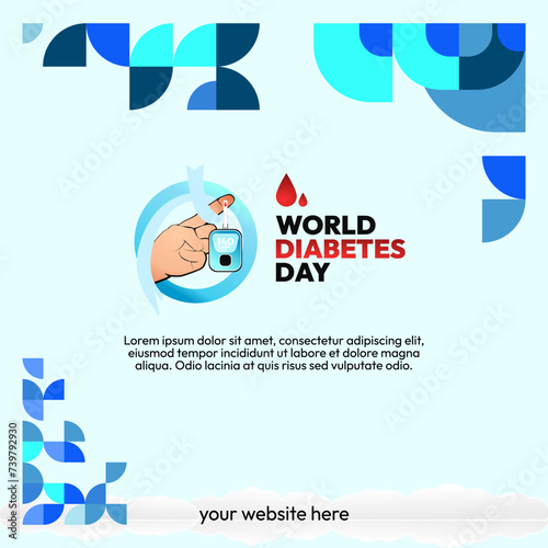 World Diabetes Day banner for awareness and concern. Geometric banner for International Diabetes Day.
