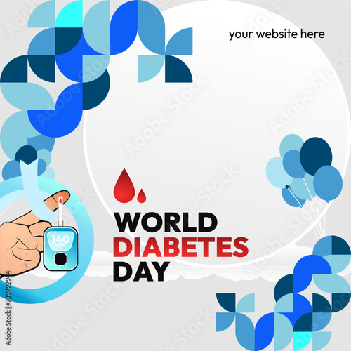 World Diabetes Day banner for awareness and concern. Geometric banner for International Diabetes Day.