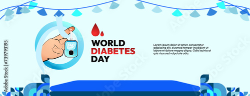 World Diabetes Day banner for awareness and concern. Geometric banner for International Diabetes Day.