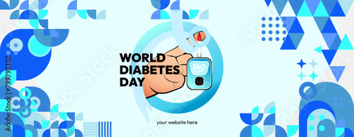 World Diabetes Day banner for awareness and concern. Geometric banner for International Diabetes Day.