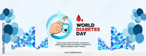World Diabetes Day banner for awareness and concern. Geometric banner for International Diabetes Day.